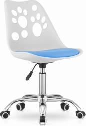 Moderen pisarniški stol, bel in moder, s kromiranim podnožjem