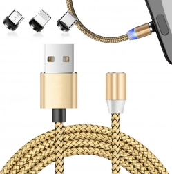 Magnetni polnilni kabel 3v1 micro USB, tip‑C in Lightning, 1 m
