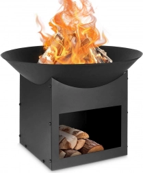 Vrtno kovinsko kurišče 56 cm z vgrajenim prostorom za drva Ambiance