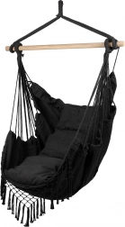 viseči brazilski stol s blazinami temno siv