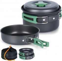 Aluminijasti turistični komplet posode, 2-delni, 500/900 ml