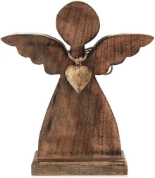 Wooden angel figurine made of mango wood 27 × 30 cm