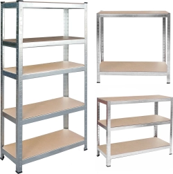 Kovinsko regalno stojalo 150 × 75 × 30 cm Humberg, 5 polic, pocinkano, brez vijakov