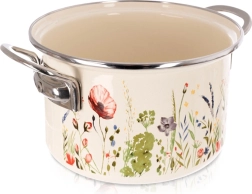 Emailiran lonec krem barve z motivom makov 18 cm, 2 l