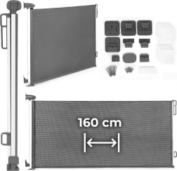 Vlečna varnostna ograja 160 cm za stopnice in vrata, siva ecotoys