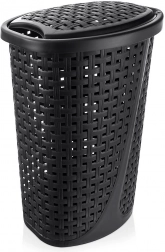 Plastična košara za perilo 45 l s pokrovom, črna
