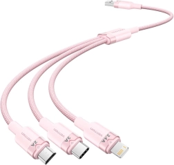 USB kabel 3v1 1,5 m 3 A Vention (rožnat)