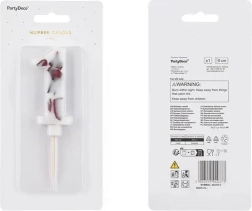 Bela rojstnodnevna svečka v obliki številke 1 z marmornatim vzorcem, 8 cm