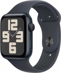 Apple Watch SE GPS, 44 mm, aluminijasto ohišje v barvi noči s športnim paščkom - velikost S/M