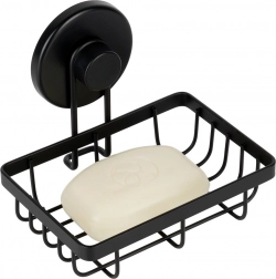 Kovinska tuš polička s priseskom, črna, 13,5 × 10,5 × 11,5 cm