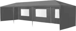 Vrtni komercialni šotor 3x9 m, 8 sten, siv