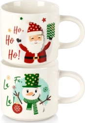 Porcelanasti božični skodelici Santa in snežak 400 ml, komplet 2 kos
