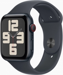 Apple Watch SE GPS + Cellular z aluminijastim ohišjem 44 mm v barvi polnoči, športni pašček M/L