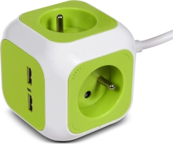 Kockasta podaljševalna vtičnica s 4x schuko in 2x USB, 1,4 m GREENBLUE Magic Cube