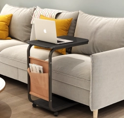 Mobilna konferenčna/odlagalna mizica ob sedežni na kolescih – črna