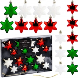 Nerazbitni božični okraski zvezde rdeče, zelene in bele 16 kosov (6 in 5 cm)