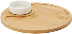 Bambusov servirni pladenj s porcelanasto posodico 25 cm