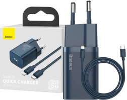 Baseus Super Si hitri polnilec 20 W z USB‑C + kabel USB‑C – Lightning 1 m (modra)