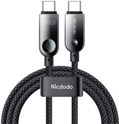 MCDODO USB‑C na USB‑C kabel z LED zaslonom 60 W, 1,2 m, črn