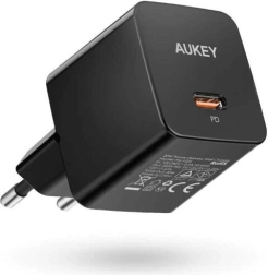 Črni mini polnilnik Aukey z USB-C 20 W Power Delivery