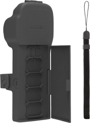 Zaščitni etui Sunnylife s paščkom in vrvico za okoli vratu za DJI Osmo Pocket 3 – siv