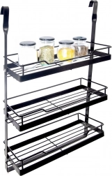 Viseča kuhinjska polica za reling, kovinska, črna RADKA 32 × 11 × 46 cm