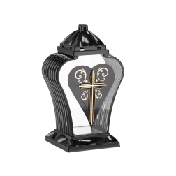 Black Amphora Cemetery Lantern with Cross, 35 cm