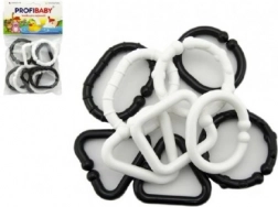 Plastični črno-beli liki – veriga za dojenčke, 10 kosov