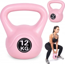 Kettlebell 12 kg roza za domačo vadbo MODERNHOME