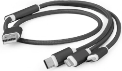 USB polnilni kabel 3-v-1, 1 m, črn