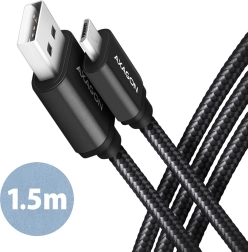 Axagon vrhunski Micro USB kabel - USB-A, 1,5 m, USB 2.0, 2,4 A z najlonskim opletenjem.
