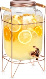 Stekleni dozirnik za pijače s pipico in stojalom 8 l