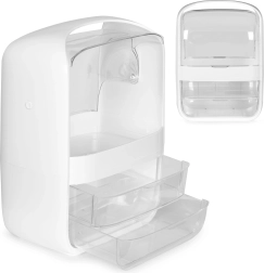 Kozmetični organizator z pokrovom in 2 predaloma MODERNHOME – bel