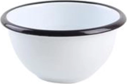 Emajlirana skleda 11 cm bela s črnim robom, 300 ml