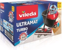 VILEDA Ultramat Turbo – ploščati mop s pedalnim ožemalnikom