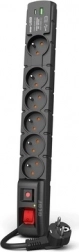 Podaljševalna prenapetostna zaščita z USB A+C 5 m, 6× 230 V, PD 3.0 in QC, črna