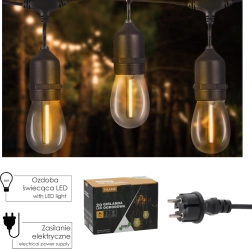 Vrtna LED-girlanda FILAME, 20 m, z 20 žarnicami E27, topla bela