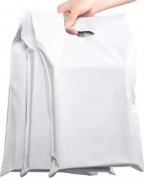 Bele kurirske plastične kuverte z izrezanim ročajem 500 × 600 + 70 mm, 50 kos