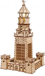 Ugears 3D lesene mehanske sestavljanke Aleksandrijski svetilnik z LED osvetlitvijo
