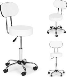 Vrtljiv stol z naslonom za kozmetiko in medicino, bel ModernHome
