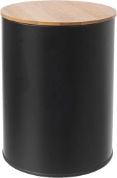 Black metal tin with bamboo lid 9.5 cm - 1 piece