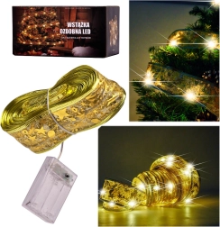 Zlata LED trak 10m toplo bela na baterije