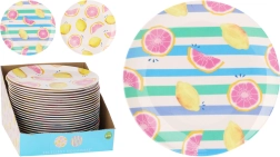 Shallow melamine plate 25 cm with fruit motif