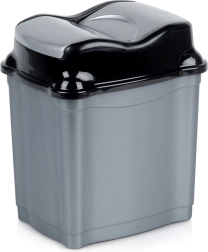 Plastični koš za smeti 5 l s preklopnim pokrovom, siv