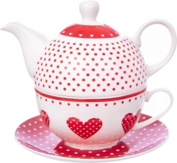 Porcelanasti čajni set tea-for-one Srce Tečka, 3 deli