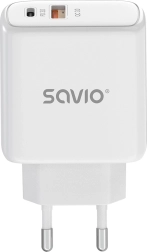 Omrežni polnilec 20 W SAVIO LA-12 z USB-C PD in USB-A QC
