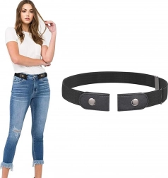 Elastičen pas brez zaponke za hlače, nastavljiv, črn