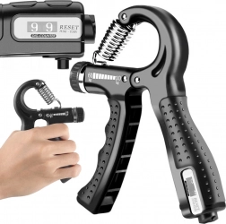 Nastavljiv stiskalnik za roke 10–60 kg s števcem – črna