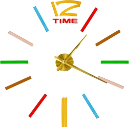 Stenske samolepilne DIY ure z nastavljivim premerom, zlate kazalke, barvne oznake