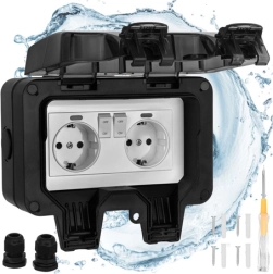 Dvojna zunanja vtičnica Izoxis IP66 230–250 V 16 A s pokrovčkom